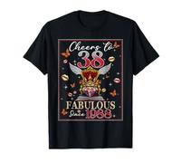 38th Birthday Women Cheers to 38 Years Fabulous Since 1988 T-Shirt