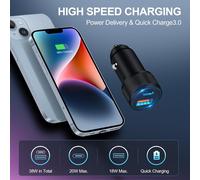 38w Chargeur Voiture Et Type-C Câbles, Prise Allume Cigare Usb C Rapide 2 Ports (Pd/Qc) Et 2x Câbles, Adaptateur Secteur 12v Compatible Avec Iphone 16 15 16e, Samsung Galaxy, Google Pixel 9