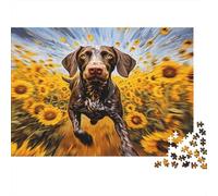 38x26cm/1000pcs Art du Chien Courant Puzzle Jouet en Bois Cadeau Unique Décoration Intérieure Style Tournesol Vibrant Jeu Éducatif Challenge Toy