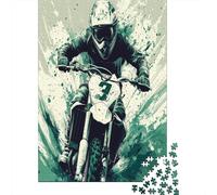 38x26cm/1000pcs Motocross Puzzle Jouet en Bois Cadeau Unique Décoration Intérieure Style BD Jeu ÉduChatif Challenge Toy