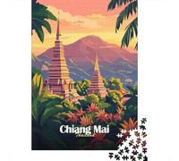 38x26cm/1000pcs Puzzle 1000 Pièces, Chiang Mai Sunset, Cadeau De Fêtes | Pour les vacances de Noël : ce puzzle 1000 pièces pour adultes offre une activité plus longue pendant les fêtes.