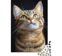 38x26cm/1000pcs, Puzzle 1000 Pièces, Curious Tabby Cat