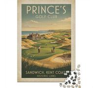 38x26cm/1000pcs, Puzzle 1000 Pièces, Prince's Golf Club Vintage Poster