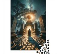 38x26cm/1000pcs, Puzzle Image 1000 Pièces, Mystical Temple Eclipse Scene | Pour des fêtes tranquilles : ce puzzle 1000 pièces adulte propose l'ensemble du défi pour les vacances de Noël.