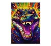 38x26cm/1000pcs Puzzle pour Adolescentes Colorful Crocodile Artwork Puzzles pour Adolescentes, Jouets, Décoration Murale, Cadeaux pour Femmes, Défi Éducatif 38x26cm/1000pcs