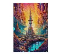 38x26cm/1000pcs Puzzle pour Adolescentes Fantasy Cityscape Vibrant Skyline Puzzles pour Adolescentes, Jouets, Décoration Murale, Cadeaux pour Femmes, Défi Éducatif 38x26cm/1000pcs