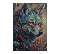 38x26cm/1000pcs Puzzle pour Adolescentes Floral Wolf Portrait -2 Puzzles pour Adolescentes, Jouets, Décoration Murale, Cadeaux pour Femmes, Défi Éducatif 38x26cm/1000pcs