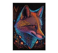 38x26cm/1000pcs Puzzle pour Adolescentes Neon Fox Portrait Puzzles pour Adolescentes, Jouets, Décoration Murale, Cadeaux pour Femmes, Défi Éducatif 38x26cm/1000pcs