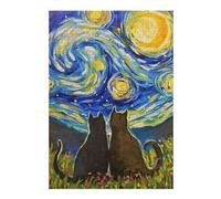 38x26cm/1000pcs Puzzle pour Adolescentes Starry Night Cats Puzzles pour Adolescentes, Jouets, Décoration Murale, Cadeaux pour Femmes, Défi Éducatif 38x26cm/1000pcs
