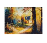 38x26cm/1000pcs Puzzle pour Adolescents Autumnal Path to A Charming Village Puzzle pour Adultes - Jouet Anti-Stress - Cadeau Souvenir pour Les Amis Et La Famille 38x26cm/1000pcs