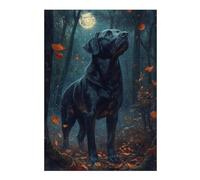 38x26cm/1000pcs Puzzle pour Adolescents Black Dog in Moonlight Forest Puzzles pour Adolescents : Jeux Amusants, Passe-Temps Stimulant À Compléter