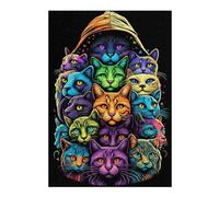 38x26cm/1000pcs Puzzle pour Adolescents Colorful Cat Hoodie Design Puzzle pour Adultes - Jeux De Construction - Analyse Et Logique - Interaction Parent-Enfant 38x26cm/1000pcs