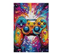 38x26cm/1000pcs Puzzle pour Adolescents Colorful Gaming Controller Art Print-5 Puzzles pour Adultes Jeux Familiaux Course De Vitesse Manuelle Activités Amusantes À La Maison 38x26cm/1000pcs