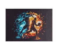 38x26cm/1000pcs Puzzle pour Adolescents Dynamic Basketball Duel Fire Vs. Ice Puzzle pour Adultes - Jouet Anti-Stress - Cadeau Souvenir pour Les Amis Et La Famille 38x26cm/1000pcs