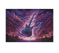 38x26cm/1000pcs Puzzle pour Adolescents Electric Guitar in Stormy Sky-2 Puzzle pour Adultes Jeux Relaxants Cadeaux pour Femmes Cadeaux Uniques pour Anniversaire Et Noël 38x26cm/1000pcs