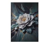 38x26cm/1000pcs Puzzle pour Adolescents Elegant White Flower on Marble Background Puzzle pour Adultes Jeux Relaxants Cadeaux pour Femmes Cadeaux Uniques pour Anniversaire Et Noël 38x26cm/1000pcs