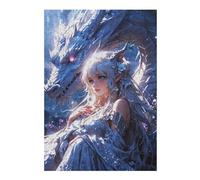 38x26cm/1000pcs Puzzle pour Adolescents Enchanted Bond Elven Maiden and Mystic Dragon Puzzle pour Adultes : Jeux Relaxants, Découpe De Précision, Activités Amusantes À La Maison 38x26cm/1000pcs