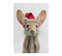 38x26cm/1000pcs Puzzle pour Adolescents Festive Gobi Jerboa with Santa Hat Puzzles pour Adolescents : Jeux Amusants, Passe-Temps Stimulant À Compléter