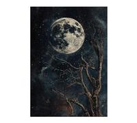 38x26cm/1000pcs Puzzle pour Adolescents Full Black Moon and Bare Tree Puzzle pour Adultes : Jeux Relaxants, Découpe De Précision, Activités Amusantes À La Maison 38x26cm/1000pcs