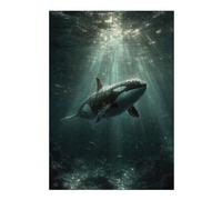 38x26cm/1000pcs Puzzle pour Adolescents Orca Whale Swimming Underwater with Sunbeams Puzzle pour Adultes - Jeu De Réflexion, Analyse Et Logique - Difficile Et Stimulant 38x26cm/1000pcs