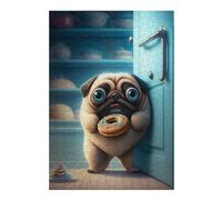38x26cm/1000pcs Puzzle pour Adolescents Pug Stealing Donuts Puzzle pour Adultes - Jeu Pratique D'analyse Et De Logique - Cadeaux De Noël Et d'anniversaire 38x26cm/1000pcs