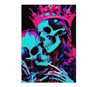 38x26cm/1000pcs Puzzle pour Adolescents Skeletal Embrace Neon Crowned Love Puzzle pour Adultes - Jouet Anti-Stress - Cadeau Souvenir pour Les Amis Et La Famille 38x26cm/1000pcs