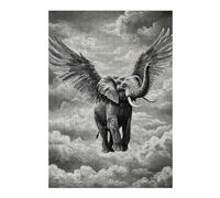 38x26cm/1000pcs Puzzle pour Adolescents Winged Elephant in Cloudy Sky Casse-tête pour Adultes, Jeu De Réflexion, Découpe De Précision, Jeu Stimulant, Cadeaux 38x26cm/1000pcs