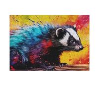 38x26cm/1000pcs Puzzle pour Adultes Colorful Badger Artwork Puzzles pour Adultes - Jeu Familial - Assemblage De Motifs - Cadeaux Uniques pour Anniversaire Et Noël 38x26cm/1000pcs