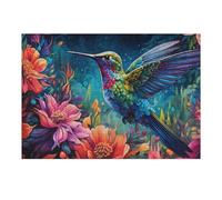 38x26cm/1000pcs Puzzle pour Adultes Colorful Hummingbird Amidst Blooming Flowers Puzzles pour Adultes - Jeu Familial - Assemblage De Motifs - Cadeaux Uniques pour Anniversaire Et Noël 38x26cm/1000pcs
