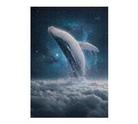 38x26cm/1000pcs Puzzle Whale Breaching Through Clouds Into Space Puzzle pour Adultes Jeux Relaxants Améliore La Mémoire Cadeaux Uniques d'anniversaire Et De Noël 38x26cm/1000pcs