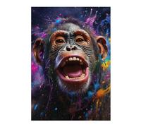 38x26cm/1000pcs Puzzles Chimpanzee in Colorful Paint Splash Puzzle pour Adultes Jeux Relaxants Découpe De Précision Cadeaux Uniques d'anniversaire Et De Noël 38x26cm/1000pcs