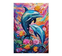 38x26cm/1000pcs Puzzles Colorful Dolphins Underwater Puzzle pour Adultes Jeux Relaxants Découpe De Précision Cadeaux Uniques d'anniversaire Et De Noël 38x26cm/1000pcs