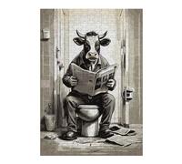 38x26cm/1000pcs Puzzles Cow on The Toilet Puzzle Adulte Jeu Manuel Course De Vitesse Cadeaux Uniques pour Anniversaire Et Noël 38x26cm/1000pcs