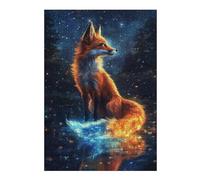 38x26cm/1000pcs Puzzles pour Adolescentes Blue Neon Fox and The Moon Jeu De Puzzle Et Casse-tête pour Adultes - Cadeaux pour Femmes (Anniversaire, Noël) 38x26cm/1000pcs
