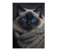 38x26cm/1000pcs Puzzles pour Adolescentes Cozy Cat in Knit Scarf Jeu De Puzzle Et Casse-tête pour Adultes - Cadeaux pour Femmes (Anniversaire, Noël) 38x26cm/1000pcs
