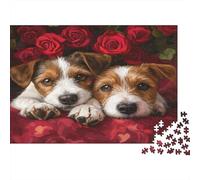 38x26cm/1000pcs Puzzles pour Adolescents Adultes Chiots Mignons Style de Peinture Romantique