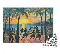 38x26cm/1000pcs Puzzles pour Adolescents Adultes People Dancing Au Coucher du Soleil Style Peinture à l'huile