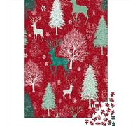 38x26cm/1000pcs Puzzles pour Adolescents Adultes Rennes, Sapin et Flocons de Neige