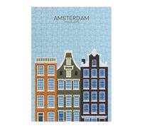 38x26cm/1000pcs Puzzles pour Adolescents Amsterdam Travel Snippet Casse-têtes pour Adolescents - Jeu De Réflexion - Cadeau d'anniversaire - Activités Amusantes À La Maison 38x26cm/1000pcs