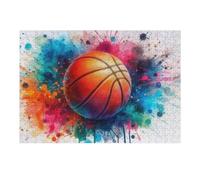 38x26cm/1000pcs Puzzles pour Adolescents Basketball Splash Art Puzzles pour Adultes, Jouets À Monter Soi-même, Décoration Parfaite, Cadeaux d'anniversaire Uniques 38x26cm/1000pcs