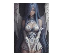 38x26cm/1000pcs Puzzles pour Adolescents Blue-Haired Angel Anime Girl Jeu De Puzzle Et De Réflexion, Cadeaux pour Femmes, À Offrir À Toute La Famille 38x26cm/1000pcs