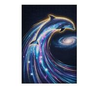 38x26cm/1000pcs Puzzles pour Adolescents Cosmic Dolphin Wave Puzzles pour Adultes, Jouets À Monter Soi-même, Décoration Parfaite, Cadeaux d'anniversaire Uniques 38x26cm/1000pcs