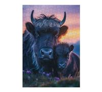 38x26cm/1000pcs Puzzles pour Adolescents Cow and Calf at Sunset Puzzles pour Adultes : Analyse Et Logique du Jeu Pratique pour Anniversaire, Noël 38x26cm/1000pcs