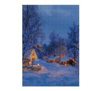 38x26cm/1000pcs Puzzles pour Adolescents Cozy Winter Cabin Village Puzzles pour Adultes Jeu Manuel Défi Difficile Aidez Votre Cerveau À Faire Travailler 38x26cm/1000pcs