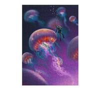 38x26cm/1000pcs Puzzles pour Adolescents Dive Among Glowing Jellyfish Puzzles pour Adultes : Analyse Et Logique du Jeu Pratique pour Anniversaire, Noël 38x26cm/1000pcs