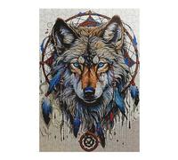 38x26cm/1000pcs Puzzles pour Adolescents Dream Catcher Wolf Puzzles pour Adultes - Jeu De Réflexion - Décoration Intérieure - Difficile Et Stimulant 38x26cm/1000pcs