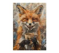 38x26cm/1000pcs Puzzles pour Adolescents Evil Laugh Fox Coffee Tea Puzzles pour Adultes : Analyse Et Logique du Jeu Pratique pour Anniversaire, Noël 38x26cm/1000pcs