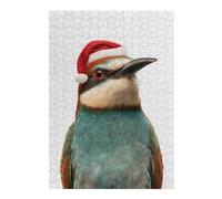 38x26cm/1000pcs Puzzles pour Adolescents Festive Bee-Eater Bird with Santa Hat Puzzle pour Adultes - Jeu Familial - Niveau De Difficulté Élevé - Cadeaux De Noël Et d'anniversaire 38x26cm/1000pcs
