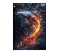 38x26cm/1000pcs Puzzles pour Adolescents Fiery Shark in Dark Space Jeu De Puzzle Et De Réflexion, Cadeaux pour Femmes, À Offrir À Toute La Famille 38x26cm/1000pcs