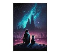 38x26cm/1000pcs Puzzles pour Adolescents Future Night with My Dog Puzzle Anti-Stress - Décoration Idéale pour Un Anniversaire Ou Noël 38x26cm/1000pcs